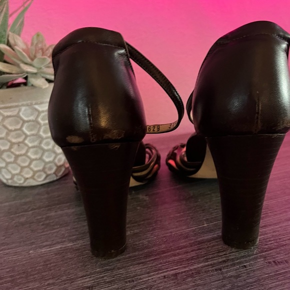 Taryn Rose Shoes Strappy Brown Gold Copper Leather Heels Womens 39 1/2